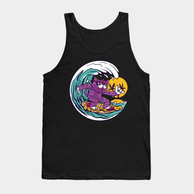 Funny Pizza Cat Tank Top by LR_Collections